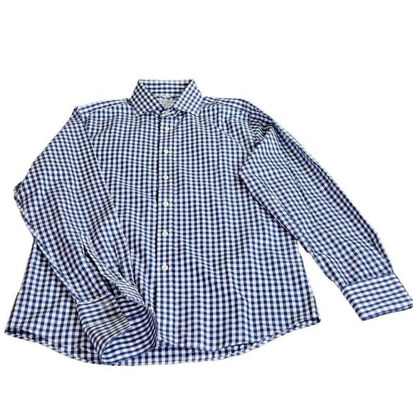 Charles Tyrwhitt Shirt Mens 15.5 Plaid Non Iron Slim Fit French Cuff LS Buttons - Picture 11 of 15